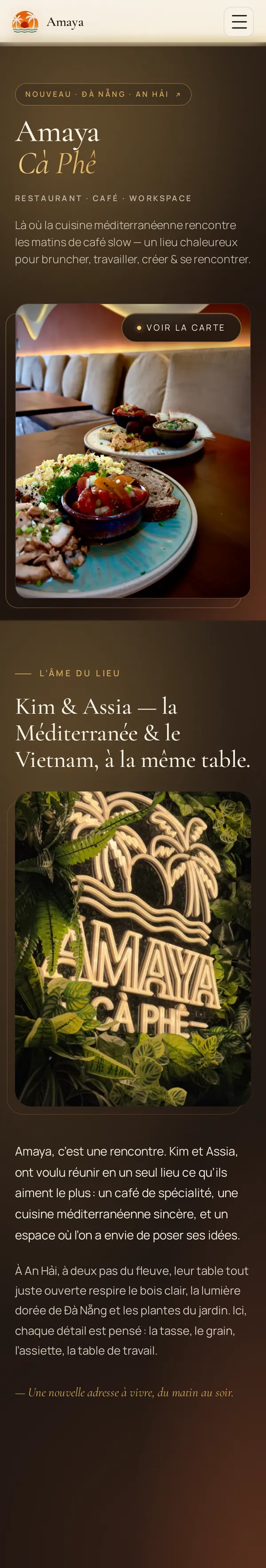 Amaya Cà Phê — le site sur téléphone