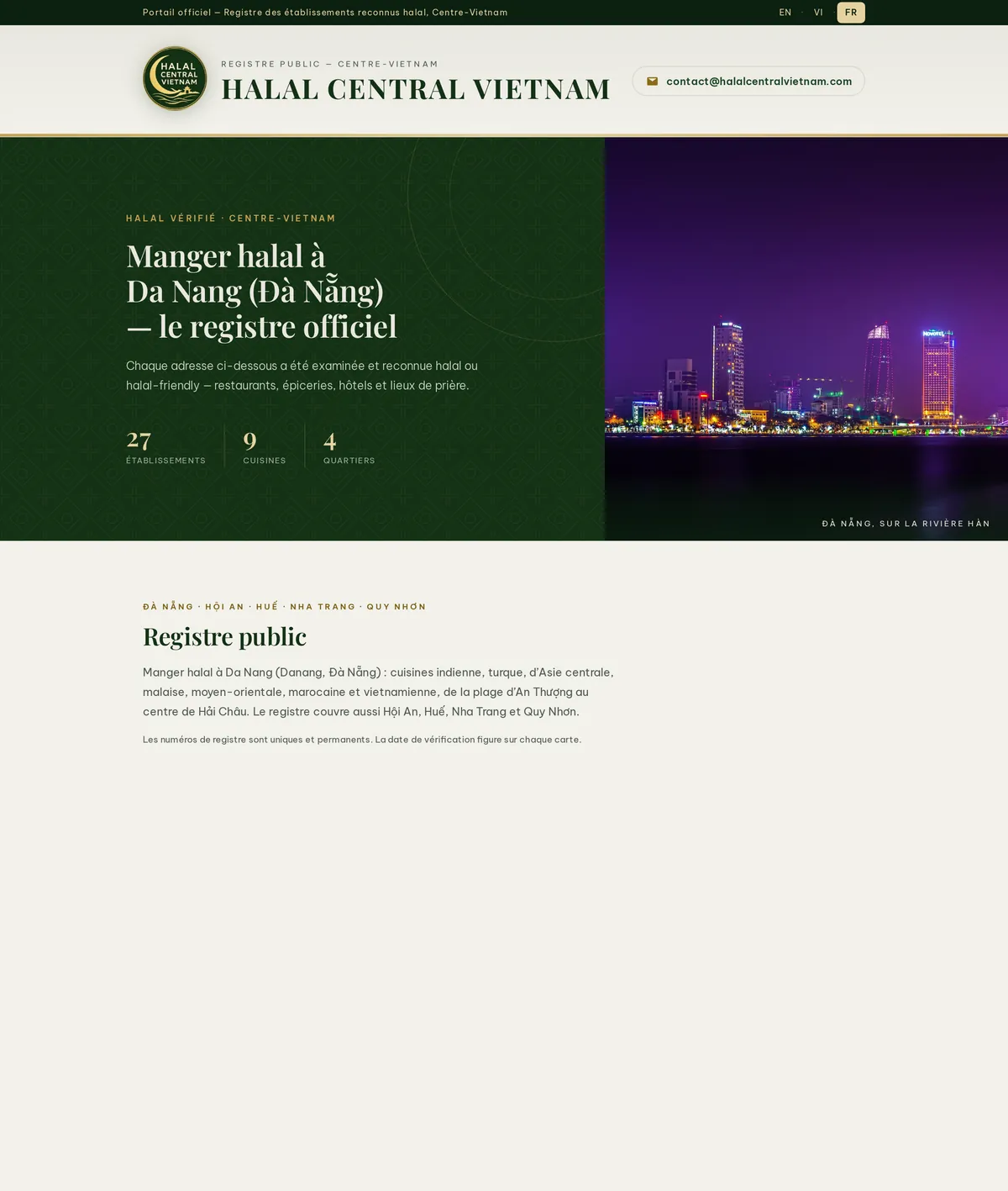 Halal Central Vietnam — le site sur ordinateur